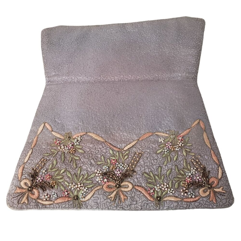 Marheta Beaded Embroidered Fold Over Hand Clutch Purse w/ pouch - Picture 6 of 16